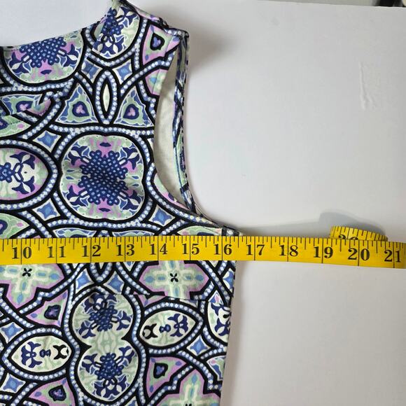Talbots Dress Women XS Blue Multicolor Sleeveless Fit & Flare Cotton Boho Retro - Picture 8 of 10